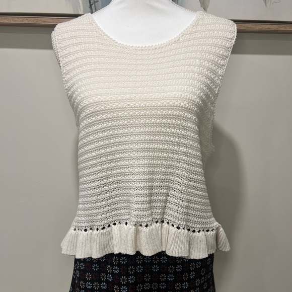 Lulu's Cream Ribbed Ruffled Crop Tank Top - Picture 7 of 11